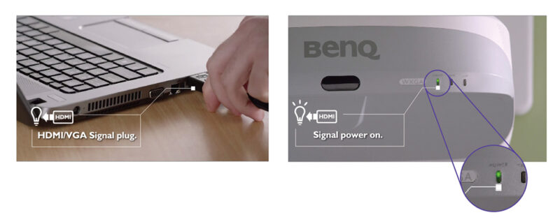 BenQ obrazovni projektori uključuju se čim se priključe HDMI ili VGA kabel